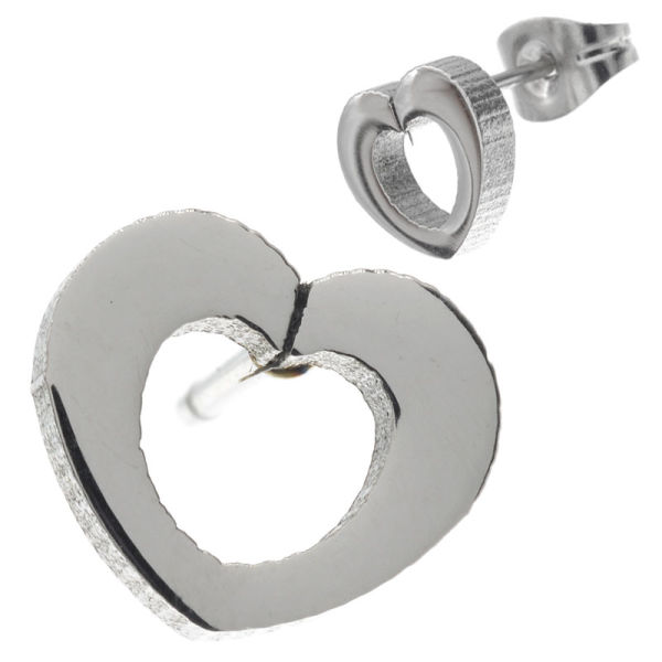 Edelstahlohrstecker - Herz