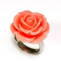 Edelstahlring Acryl-Rose in ROSA
