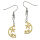 Stainless Steel Drop Earrings – Gold-Coloured Crescent with Star Ornament