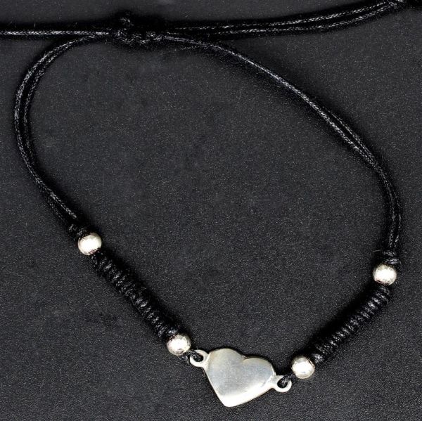Baumwoll-Armband mit Silber -  Größenverstellbar