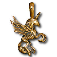 Bronzeanhänger - Pegasus - geflügeltes Pferd mit Einhorn