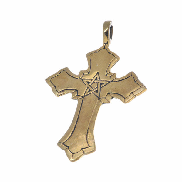 Bronzeanhänger - Kreuz mit Pentagramm