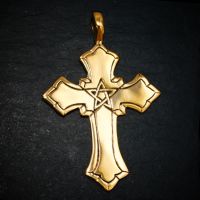 Bronzeanhänger - Kreuz mit Pentagramm