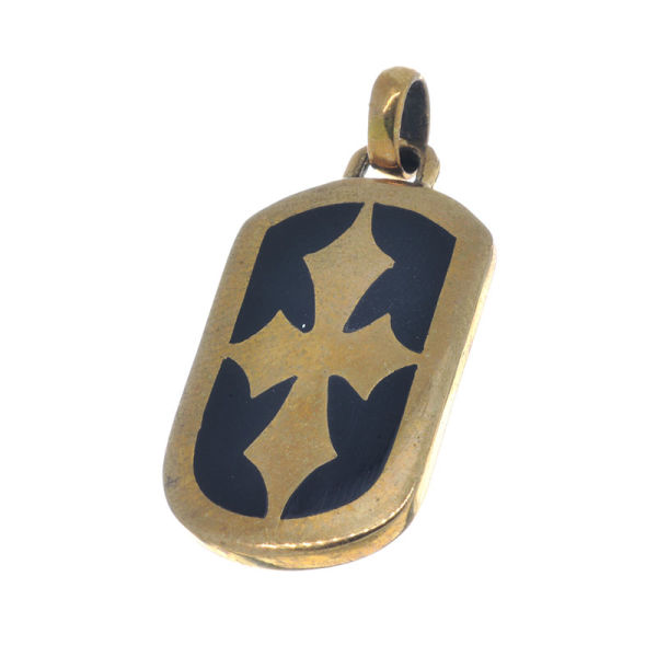 Bronzeanhänger - Dog Tag mit Kreuz