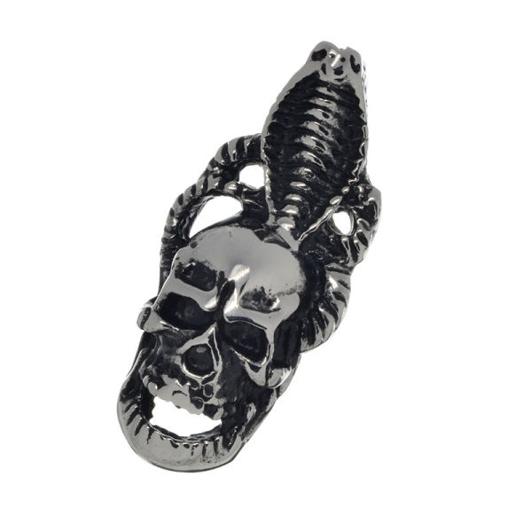 Edelstahlanhänger - Totenkopf mit Cobra