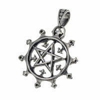 Stainless Steel Pendant – Pentagram with Lilies and...
