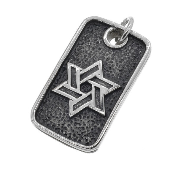 Edelstahlanhänger - Dogtag Davidstern