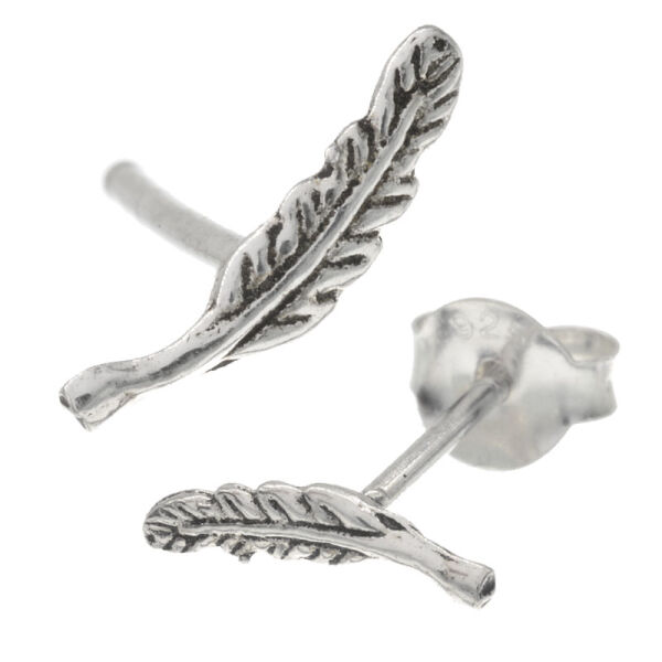 Silver Stud Earrings - Feathers