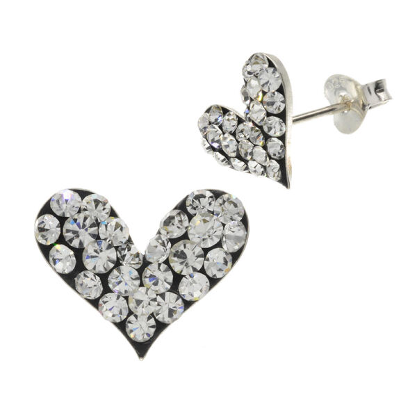 Silver heart stud earrings