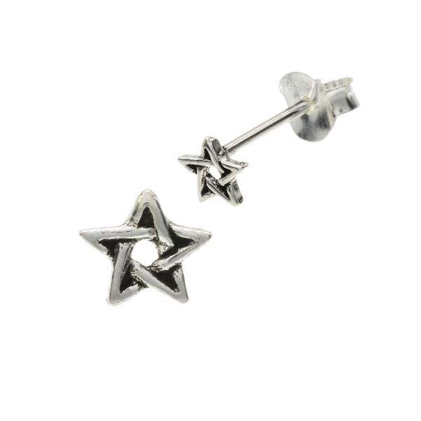 Silver Stud Earrings - Pentagram