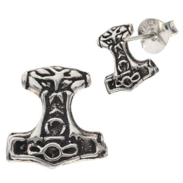 925 Sterling Silver Stud Earrings - Thors Hammer