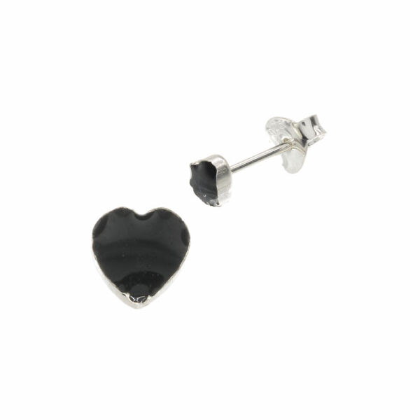 Silberohrstecker - schwarzes Herz