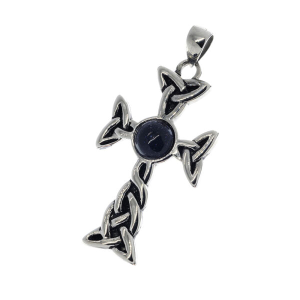 Edelstahlanhänger Kelten Kreuz aus Keltischem Knoten mit Stein