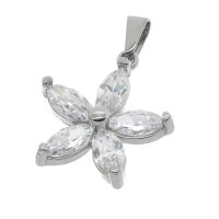 Stainless steel pendant - Flower “Cubic Zirconia”