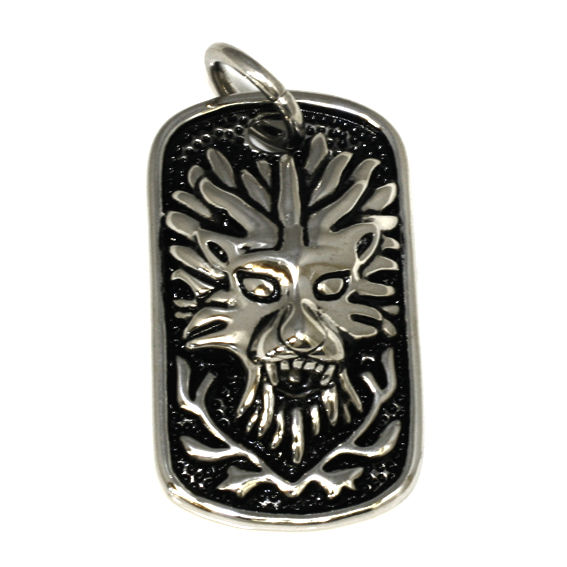 Edelstahlanhänger - Löwe-Dogtag mit Geweih