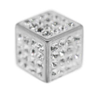 Edelstahlanhänger Würfel mit glitzernden Steinen