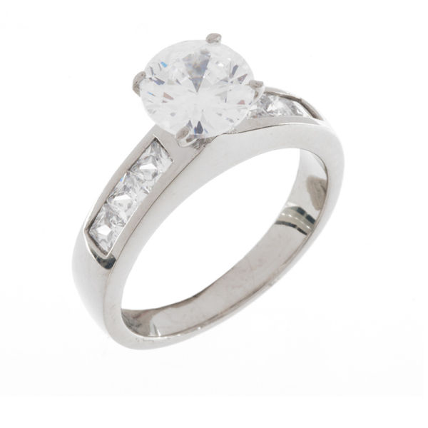 Edelstahlring/Cubik Zirkonia