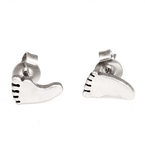 Stainless steel stud earrings feet