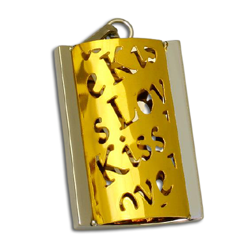 Edelstahlanhänger - Durchbrochener Dogtag "Love-Kiss"