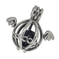 Edelstahlanhänger - Fledermauskugel mit schwarzer Perle