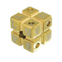 Edelstahlanhänger - Würfel "Love" mit Stein, PVD-Gold