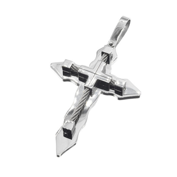 Stainless Steel Pendant – Cross with Faceted-Looking Ends