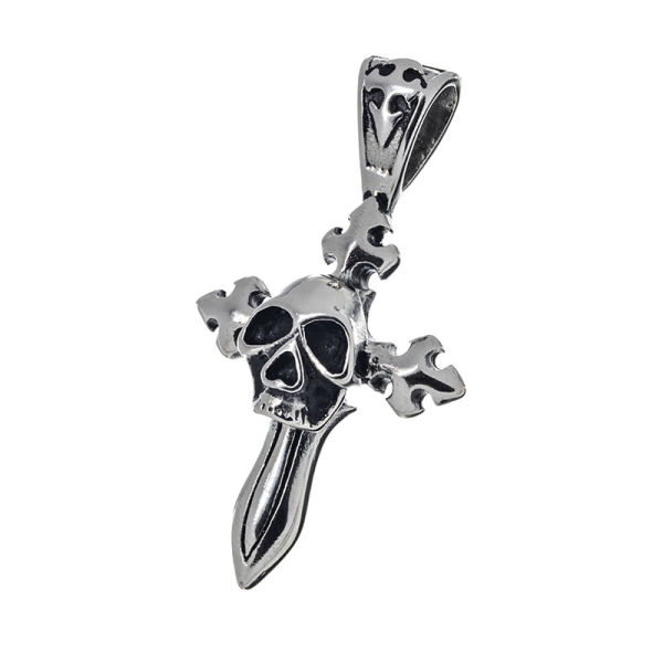 Edelstahlanhänger - Kreuz mit Totenkopf