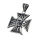 Stainless Steel Pendant - Iron cross with skull and flames