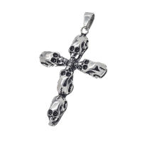 Edelstahlanhänger - Kreuz aus Totenköpfen