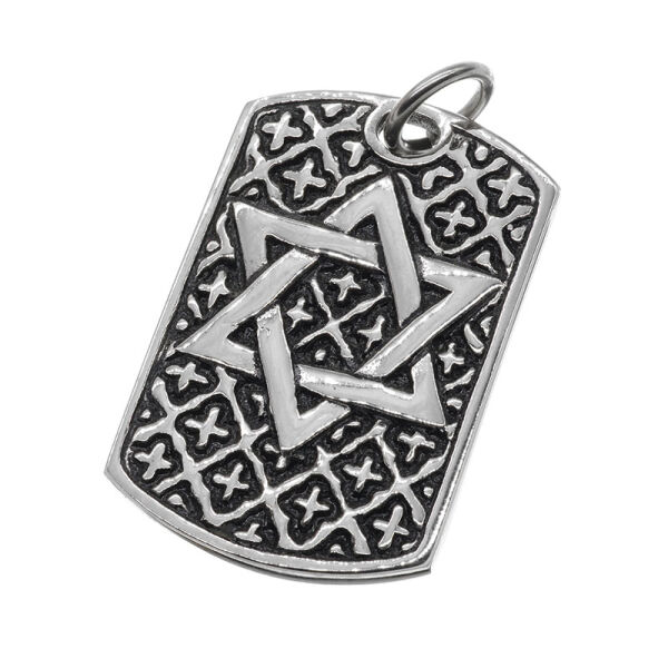 Edelstahlanhänger - Dogtag "Davidstern"