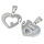 Stainless Steel Pendant – Love Partner Hearts with Open and Solid Motifs