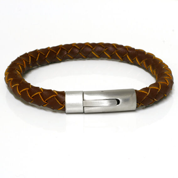 braunes Lederarmband mit Edelstahldruckverschluß