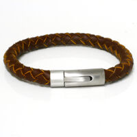 braunes Lederarmband mit Edelstahldruckverschluß