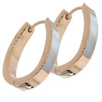 Stainless steel folding hoop earring - horseshoe shape with mother-of-pearl