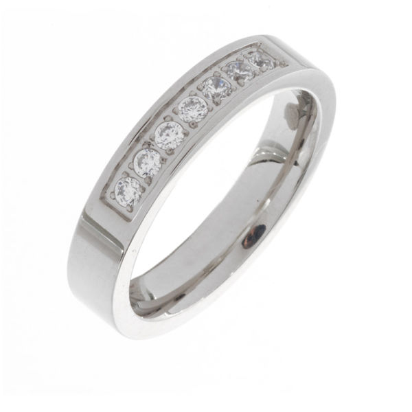 Edelstahlring/Cubik Zirkonia