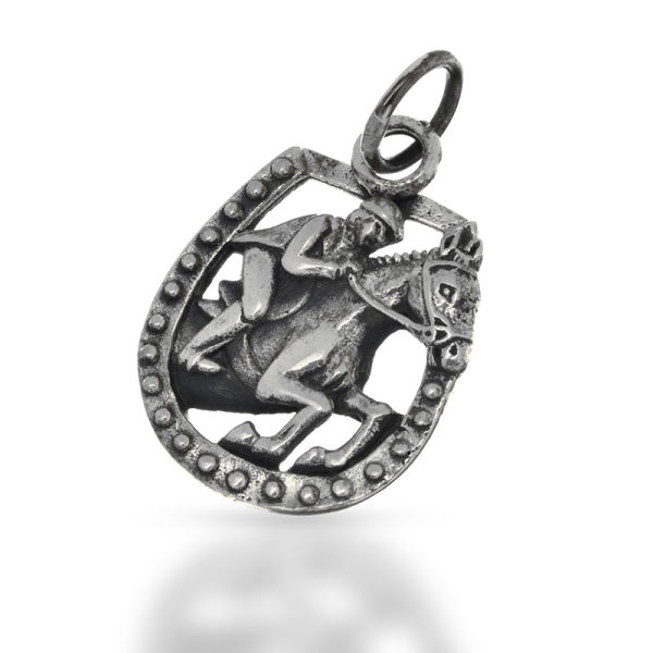 925 Sterling Silberanhänger - Reiter im Hufeisen