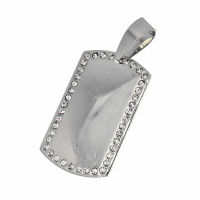 Stainless Steel Pendant - Engraved Plate with Gemstones