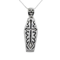 Stainless Steel Pendant - Coffin with skeleton