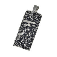 Stainless Steel Pendant – Slim Plaque with Skull...