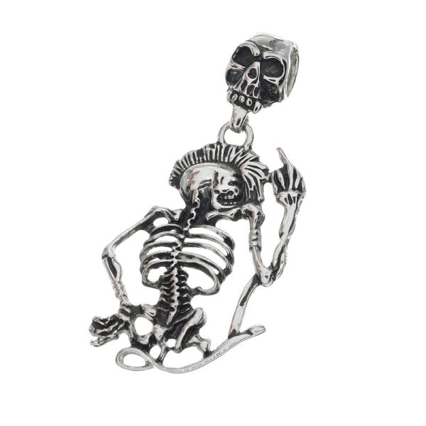 Stainless steel pendant - skeleton with skull eyelet