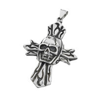 Stainless Steel Pendant - Cross with Skull