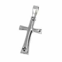 Stainless Steel Pendant – Slender Cross with Dark...
