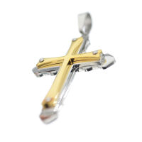 Stainless Steel Pendant - Cross - Bicolour (Steel/PVD-Gold)