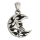 Stainless Steel Pendant – Crescent with Skull and Flame Ornament