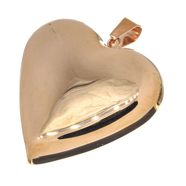 Stainless Steel Pendant – Large Domed Heart, Rose Gold-Coloured