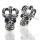Stainless steel ear stud skull with crown