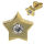 Stainless Steel Stud Earrings - Star with Stone