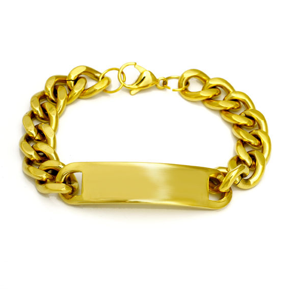 Edelstahlarmband mit Gravurplatte - PVD-Gold
