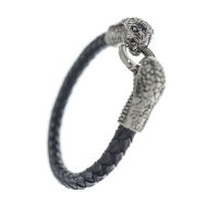 Lederarmband mit Edelstahlverschluss Schlangenkopf