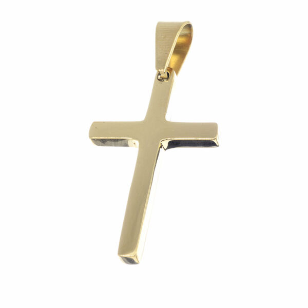Edelstahlanhänger – Goldfarbenes Kreuz mit geraden Balken